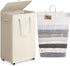 Goodpick White Laundry Basket with Wheels, 75L Rolling Laundry Hamper for Bedroom