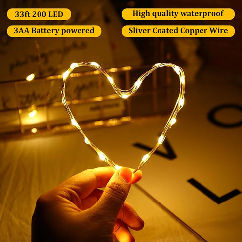 Kangheshun Lights,1 Pack Decor(5m/16ft Timer Blinking Tiny Led Fairy Mini Battery Powered Copper Wire Starry Small