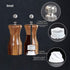 Acacia Wood Salt and Pepper Grinder Set, Manual Pepper Mill, Refillable, Adjustable Coarseness with Wooden Stand