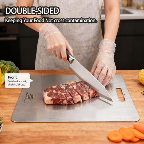 SkylineSip Board,100% 2026 (14''L 10''W) Titanium Cutting Pure Titanium Cutting Boards for Kitchen, New Double Sided