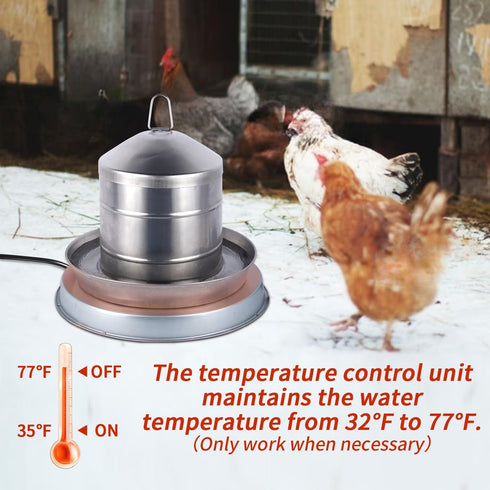 2Pack 9.8ft Dia.11in Chicken Water Heater for WinterHeated Poultry Waterer Base,with Thermostat and Power Cord