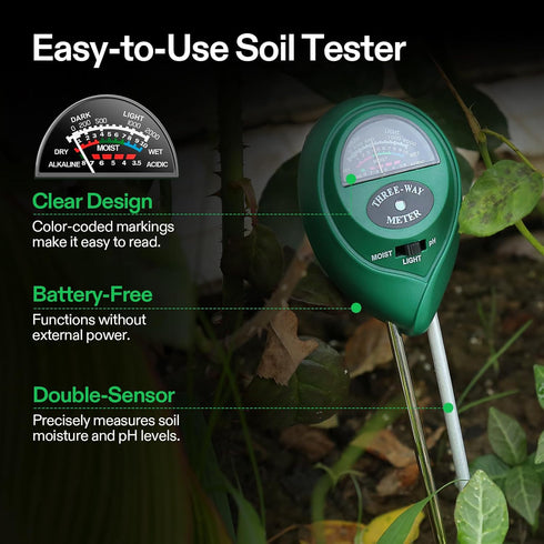 3-in-1 3-in-1 VIVOSUN Digital pH Meter, TDS/EC/Temperature Meter, Soil Moisture/pH/Light Tester Combo for Home, Garden