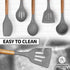 Zulay Kitchen Utensils Set, 5 Piece Non-Stick Silicone Cooking Utensils with Acacia Wood Handles, Gray