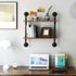 IBUYKE 26" Pipe Floating Shelves, 2-Tiers Industrial Wall Mount Bookshelf, Metal Bracket Storage Shelf for Home