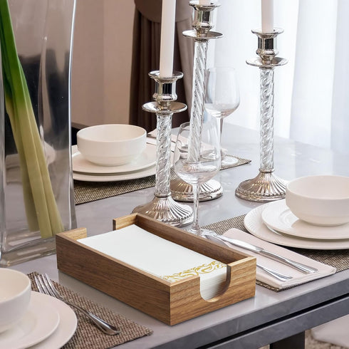 Napkin Holder for Bathroom, Acacia Wooden Guest Towel Holder Tray for Bathroom, Disposable Paper Hand Towel Holder