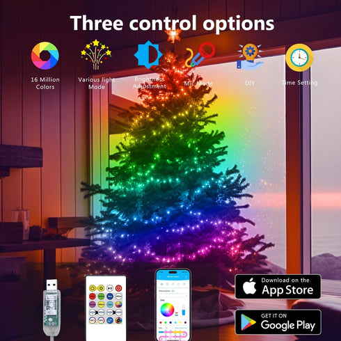 32.8ft,Smart 100 LEDs,130+ Modes,IP65 dalattin Led Lights RGB IIC Fairy Lights Holiday Scene Waterproof&Sync with Music