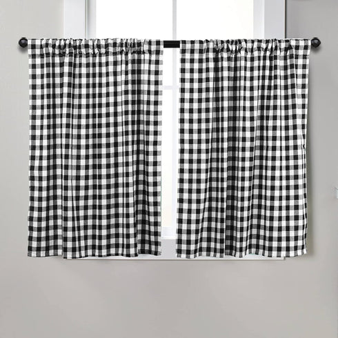 Buffalo Check Curtains, Blackout Buffalo Plaid Curtains for Living Room, 36x36inch, 2 Pack (Black White)