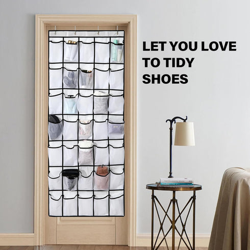 Teikou 35Large 4 Pockets Over The Door Shoe Organizer, Mesh Pockets Shoe Holder Rack, Capacity hanging shoe