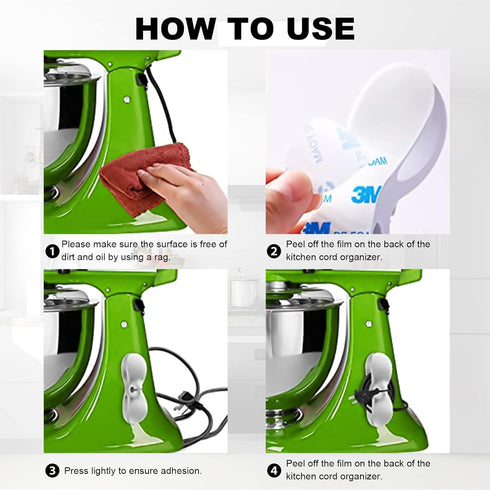 Appliance Cord Organizer for Kitchen, Small Holder Winder for Pressure Cooker, Mixer, Blender, Air Fryer, 4 Pack