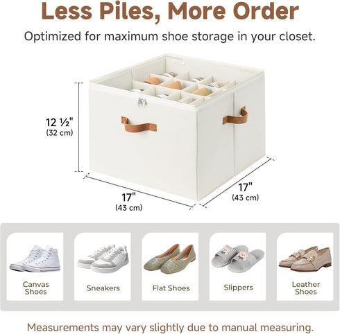 Closet, 16 Closet, StorageWorks Shoe Organizer for Shoe Storage Cubby Containers with Adjustable Dividers and Clear