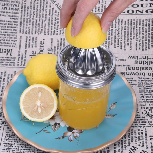 Mason Jar Stainless Steel Juicer Lid (2 Pieces), Citrus Reamer for Wide Mouth Mason Jar