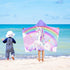 Unibyby 30" 50", Unicorn Hooded Towel, Unicorn Beach Towel for Girls x Pink Rainbow Microfiber Absorbent Quick Dry Bath