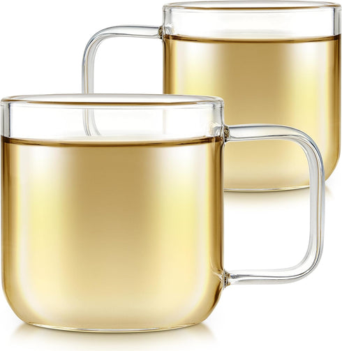 Teabloom Set of Two Premium Borosilicate Glass Cups - 6 Ounces / 180 ml, Stain-free, Microwave Safe