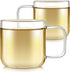 Teabloom Set of Two Premium Borosilicate Glass Cups - 6 Ounces / 180 ml, Stain-free, Microwave Safe