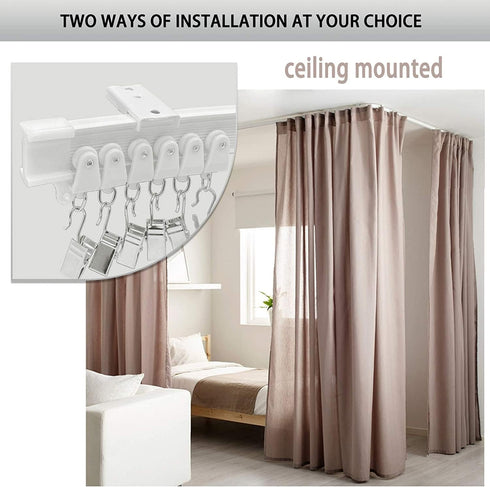 KOLAKO Curtain Track Accessories - 12 Feet Curtain Rail Wall and Ceiling Mount Brackets, Flexible Curtain Track Hardware