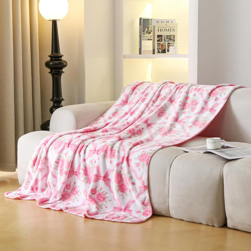 50x60in) Bow Blanket Pink Bows Soft Throw Blanket Premium Printed Soft Fabric for Best Comfort