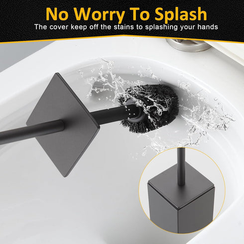 2 Toilet Brush and Holder Floor Standing, Gun Gray with Replaceable Heads, Bathroom Toilet Brush, Freestanding Toilet