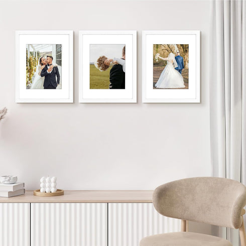 Golden State Art 11x14 Picture Frame - Solid Wood with Real Glass, Display Photos 8x10 with Mat or 11x14
