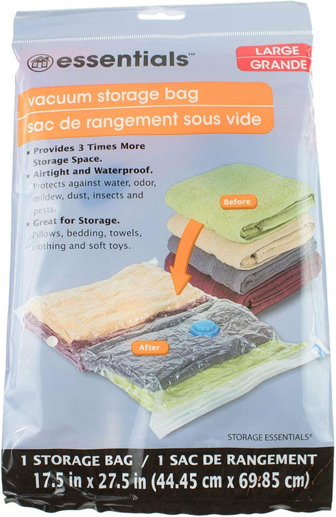 3 NEW ESSENTIALS Large VACUUM STORAGE BAG SPACE SAVER 17.5 in x 27.5 in