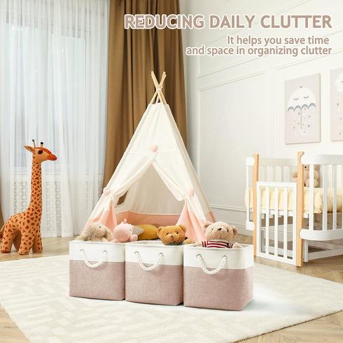 Cube Storage Bins 11 Inch Foldable Fabric Organizers with Handles, 4 Pack for Home, Closet, Toy, Book, Laundry