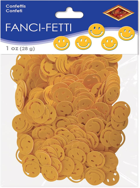 Beistle Fanci-Fetti Smile Faces Party Supplies, 1 oz, Yellow