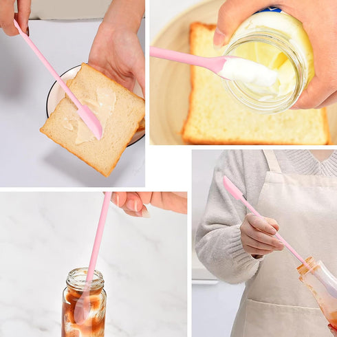 5 Piece Pink Silicone Spatula Set, Heat Resistant Rubber Utensils for Nonstick Cookware Baking