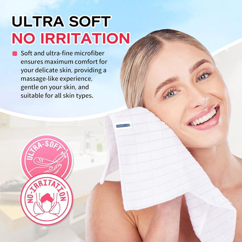 50 Pack Microfiber Washcloths, Wash Cloths Face Towel, Soft Lint Free Quick Dry Gym Towels, Absorbent Multi-Purpose