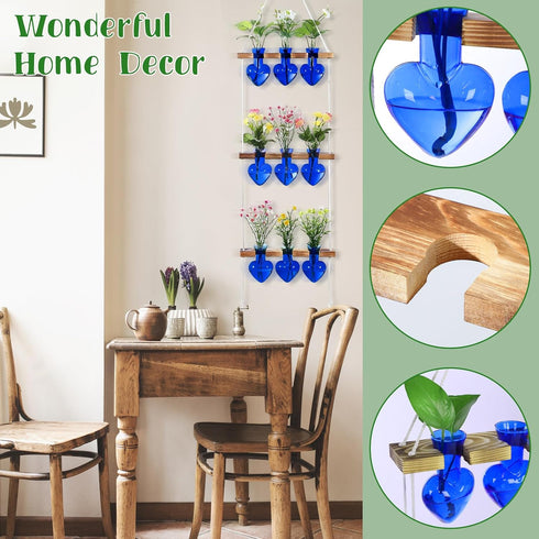 Leinuosen 3 9 Wall Hanging Plant Propagation Stations Mother Gifts for Her Plant Lovers Tiered Heart Shaped Glass Vases