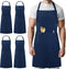 Syntus 4 Pack Adjustable Bib Apron Waterdrop Resistant with 2 Pockets for Cooking Kitchen Aprons for Men Women