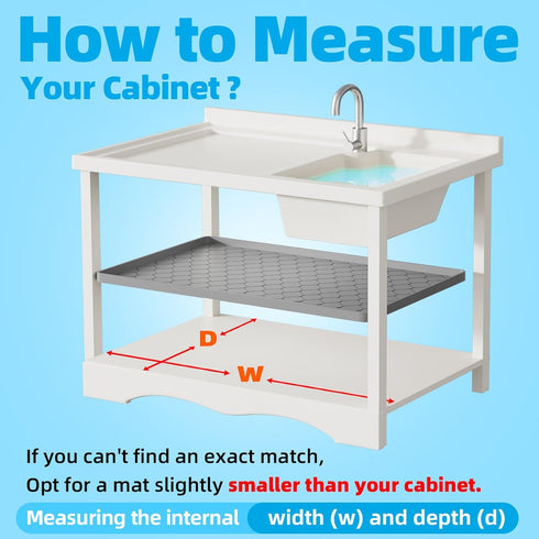 Waterproof Under Sink Mat - 34” x 22” Cabinet Liner for Kitchen & Bathroom, Silicone Tray