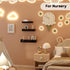 Set 3 Moon and Stars Wall Shelves Black, of Small Floating Shelves for Bedroom Living Room Wall Storage or Decor, Brown