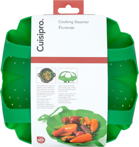 Cuisipro Silicone Vegetable Steamer, 16 x 9 x 3in, Green