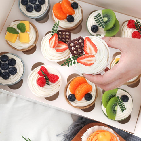 VGOODALL 2PCS White Cupcake Container, 12 Count with Window Boxes, Holding 24 Pastry Box for Bakery Supplies