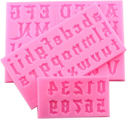 Mujiang Number Chocolate Mould | Silicone Letter Mold Candy Making Alphabet Molds Set of 3