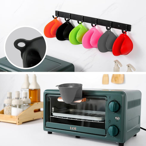 4PCS Silicone Oven Mitts - Heat Resistant Mini Pot Holders for Kitchen, Thickened Hot Pads for Cooking & Baking (2
