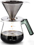 Aquach Pour Over Coffee Maker, 828ml (28oz) Glass Coffee Server, Paperless Dripper, Stainless Steel Set