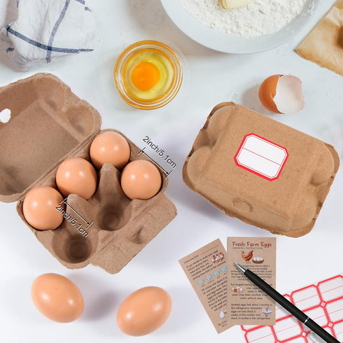 DecarDamai 40 Pack Dozen 6 Count, Half Egg Cartons Bulk Empty Natural Paper Pulp Egg Cartons Reusable, Strong Sturdy