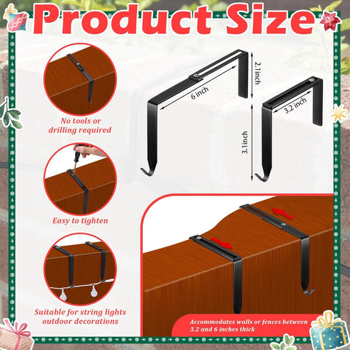 12 3.2-6 Inch Frienda Pcs Adjustable Outdoor Light String Metal Hooks for Concrete Wall Cinder Block Fences Hangers