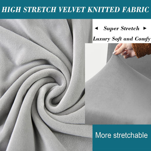 HFCNMY (ASMFDT20230725-15) Ottoman Cover Rectangle,Stretch Velvet Slipcovers Rectangle Thick Covers Slipcover
