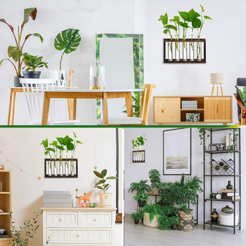 XXXFLOWER Wall Hanging Terrarium Planter with 5 Test Tubes, Indoor Plant Decor for Garden Lovers