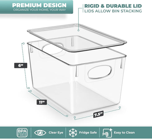 Sorbus Large Clear Plastic Storage Bins with Lids, Stackable Toy Storage Bins for Clothes, Medicine, Makeup, Bathroom,