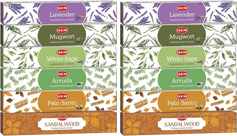 HEM Masala Assorted Natural Masala Cleansing Incense Sticks, 12 Packets (15g Each) | Natural Fragrance for Aromatic