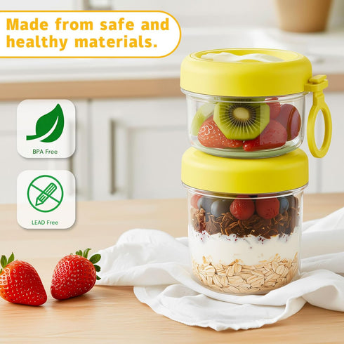 LKTKJDS 26 oz 100% On the Go Yogurt Parfait Snack Cup with Spoon & Lid, Leak Proof Granola Holder for To Go Breakfast
