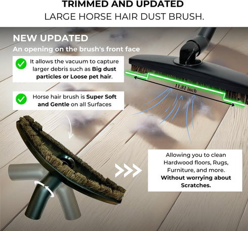 Universal Vacuum Attachments & Brushes Kit, Hardwood Floor Vacuum Brush Head & Shop-vacs Accessories, Flexible Crevice