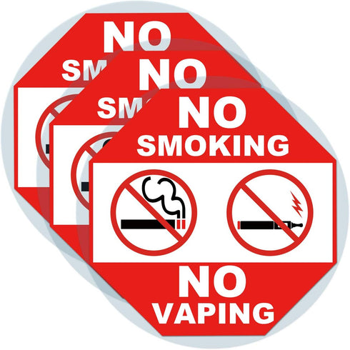 3 Set Warning Signs - No Smoking No Vaping Sign, Static Cling Decal for Inside Outside Window, 6 x 6 Inch