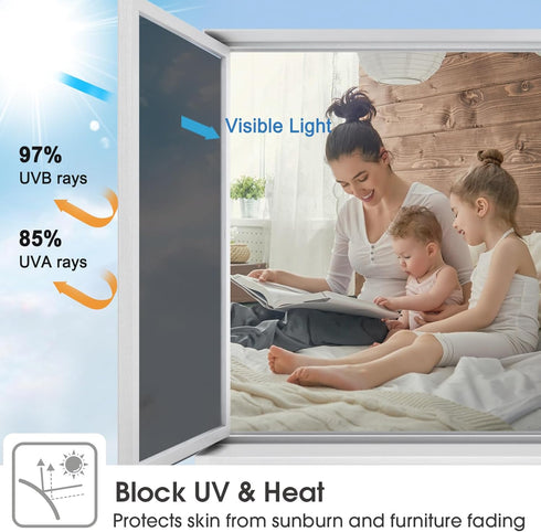 Viseeko Window Tint for Home, One Way Reflective Privacy Film, UV Sun Heat Blocking Static Cling, Silver, 17.5 x 78.7 in