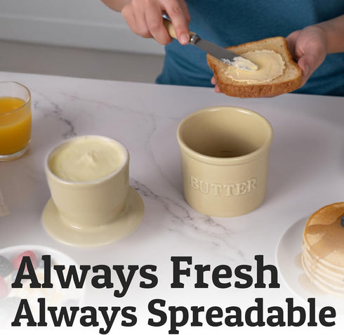 Counter, PriorityChef French Butter Crock with Lid, Keep Butter Spreadable & Fresh, Butter Keeper to Leave On French