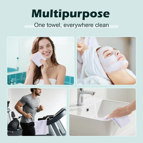 TEAWOO 50 Pack, 12x12 inches White Washcloths Bulk Highly Absorbent & Quick Drying Face Towels, Premium Quality Soft