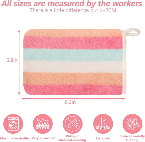PHOGARY Set 6 Pack 6"x8" Washcloth Small Hand Towels for Face Body Bathroom, Super Absorbent & Soft Coral Fleece Facial