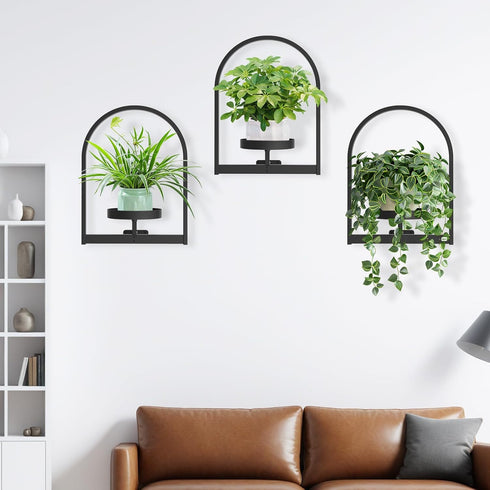 3 Pack PEKGRIL Wall Plant Holders, Metal Window Planters Shelves, Indoor Plants Stands, Wall Decor Planter Hanging
